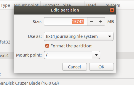 Edit partition